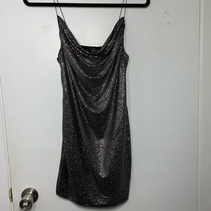 TOPSHOP Sparkly Cowl neck Mini-Dress